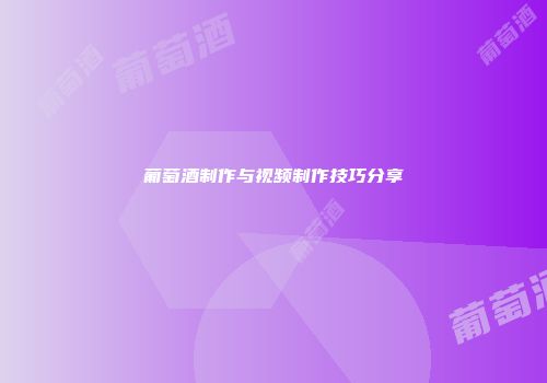 葡萄酒制作与视频制作技巧分享