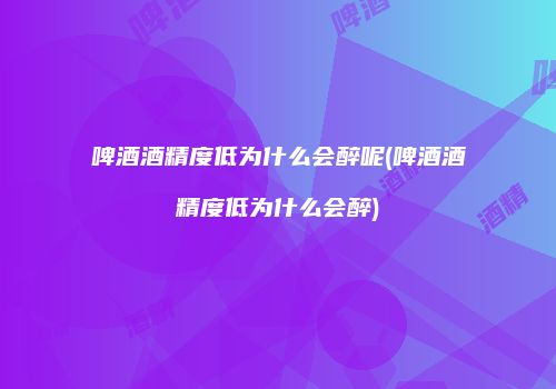 啤酒酒精度低为什么会醉呢(啤酒酒精度低为什么会醉)