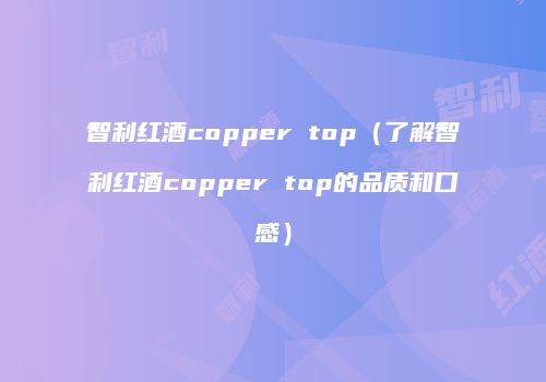 智利红酒copper top（了解智利红酒copper top的品质和口感）
