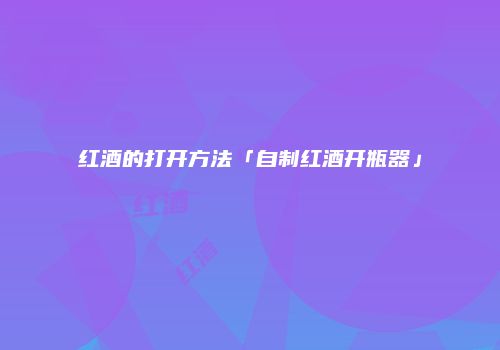 红酒的打开方法「自制红酒开瓶器」