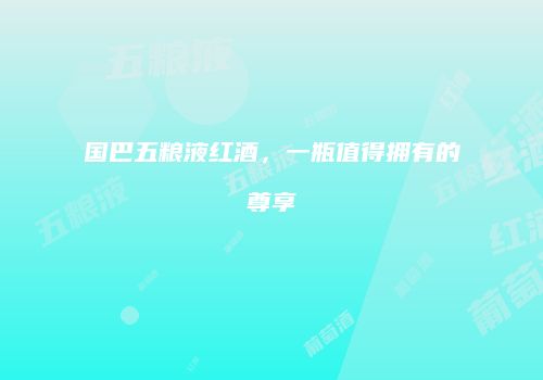 国巴五粮液红酒，一瓶值得拥有的尊享