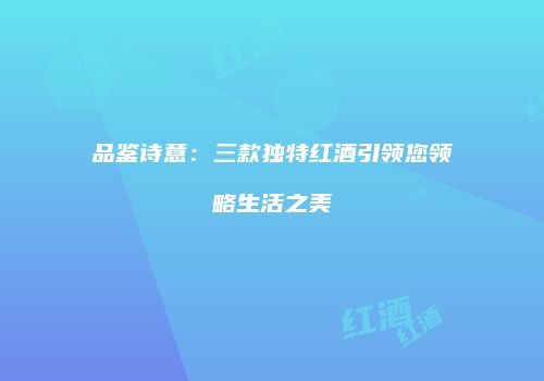 品鉴诗意：三款独特红酒引领您领略生活之美