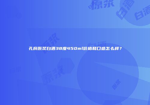 孔府原浆白酒38度450ml价格和口感怎么样？