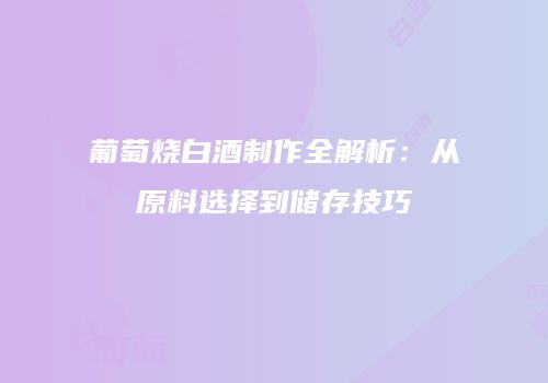 葡萄烧白酒制作全解析：从原料选择到储存技巧