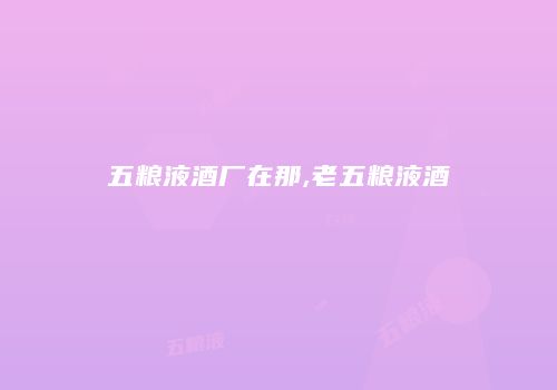 五粮液酒厂在那,老五粮液酒