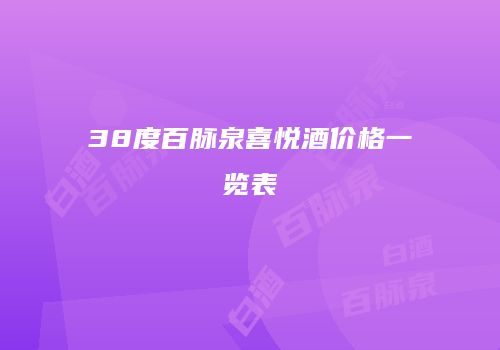 38度百脉泉喜悦酒价格一览表