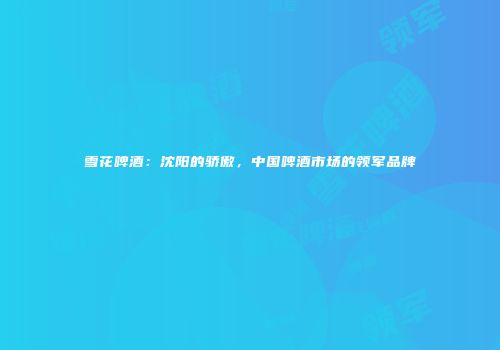 雪花啤酒：沈阳的骄傲，中国啤酒市场的领军品牌
