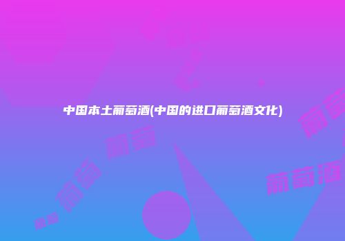 中国本土葡萄酒(中国的进口葡萄酒文化)