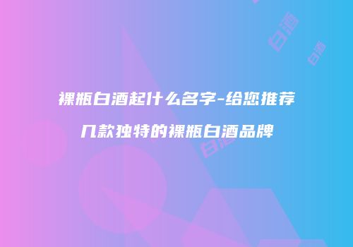 裸瓶白酒起什么名字-给您推荐几款独特的裸瓶白酒品牌