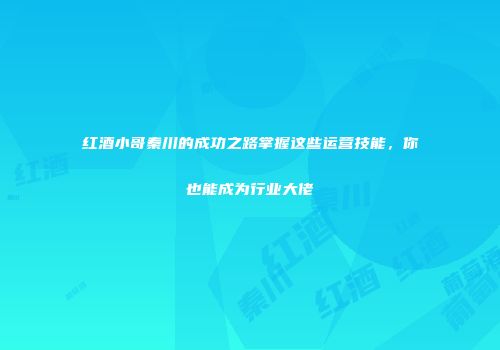 红酒小哥秦川的成功之路掌握这些运营技能，你也能成为行业大佬