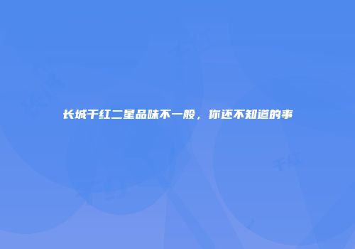 长城干红二星品味不一般，你还不知道的事