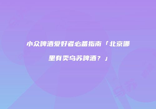 小众啤酒爱好者必备指南「北京哪里有卖乌苏啤酒？」
