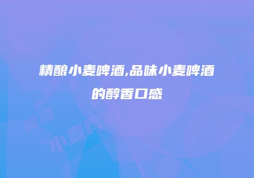 精酿小麦啤酒,品味小麦啤酒的醇香口感