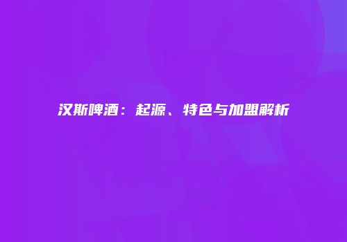汉斯啤酒：起源、特色与加盟解析