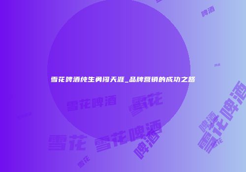 雪花啤酒纯生勇闯天涯_品牌营销的成功之路