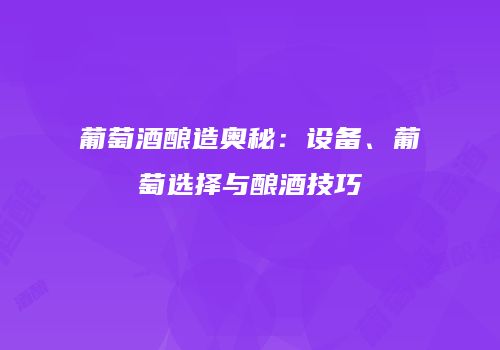 葡萄酒酿造奥秘：设备、葡萄选择与酿酒技巧