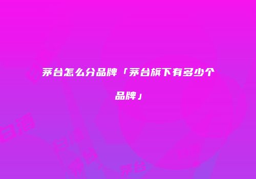 茅台怎么分品牌「茅台旗下有多少个品牌」