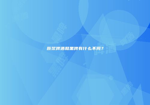 原浆啤酒和黑啤有什么不同？