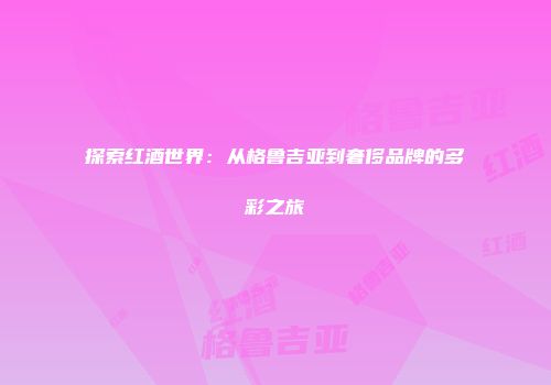 探索红酒世界：从格鲁吉亚到奢侈品牌的多彩之旅