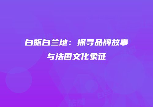 白瓶白兰地：探寻品牌故事与法国文化象征