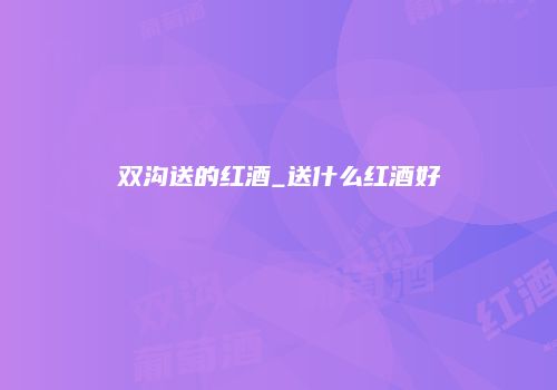 双沟送的红酒_送什么红酒好