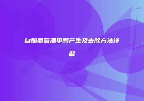 自酿葡萄酒甲醇产生及去除方法详解