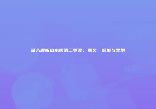 深入解析山水啤酒二等奖：意义、标准与案例