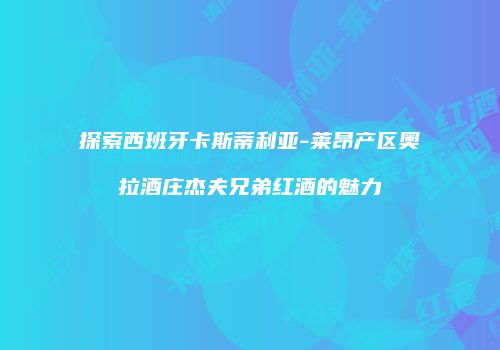 探索西班牙卡斯蒂利亚-莱昂产区奥拉酒庄杰夫兄弟红酒的魅力