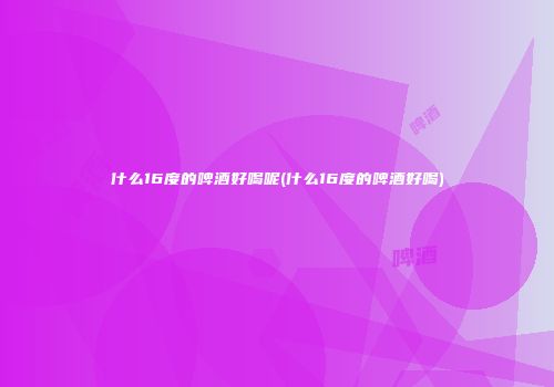什么16度的啤酒好喝呢(什么16度的啤酒好喝)
