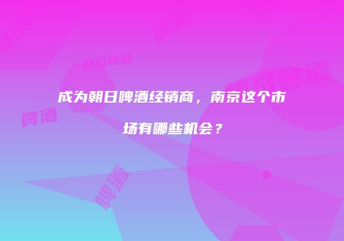 成为朝日啤酒经销商，南京这个市场有哪些机会？