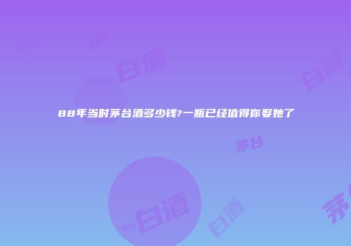 88年当时茅台酒多少钱?一瓶已经值得你娶她了
