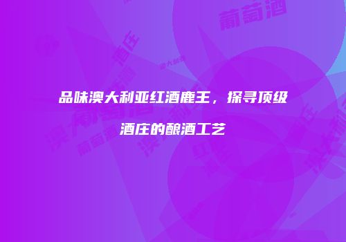 品味澳大利亚红酒鹿王，探寻顶级酒庄的酿酒工艺