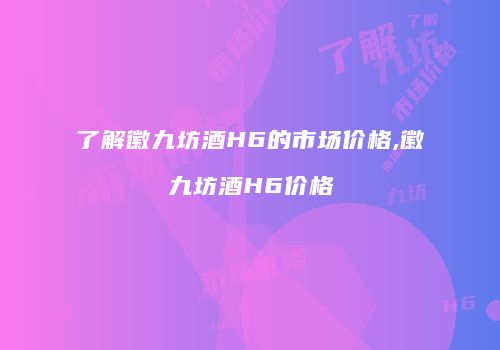 了解徽九坊酒H6的市场价格,徽九坊酒H6价格