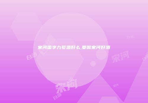 宋河国字九号酒好么,要喝宋河好酒