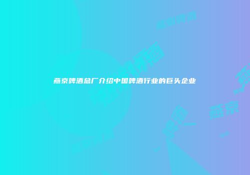 燕京啤酒总厂介绍中国啤酒行业的巨头企业