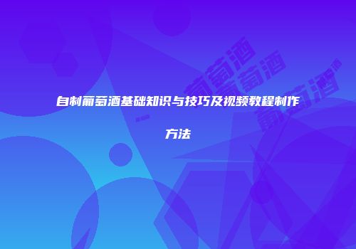 自制葡萄酒基础知识与技巧及视频教程制作方法