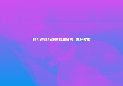拜仁巴赫白啤酒和黑啤酒 哪种好喝