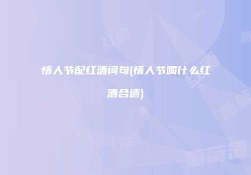 情人节配红酒词句(情人节喝什么红酒合适)