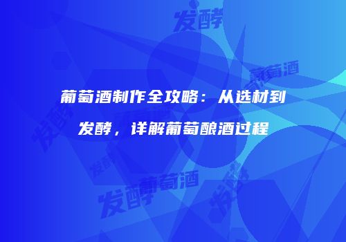 葡萄酒制作全攻略：从选材到发酵，详解葡萄酿酒过程