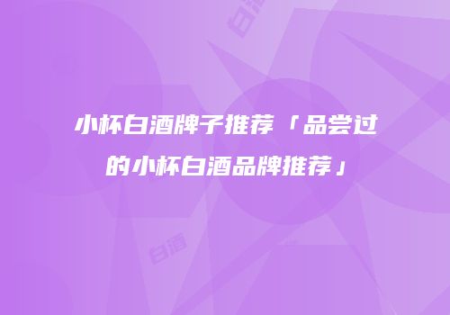 小杯白酒牌子推荐「品尝过的小杯白酒品牌推荐」