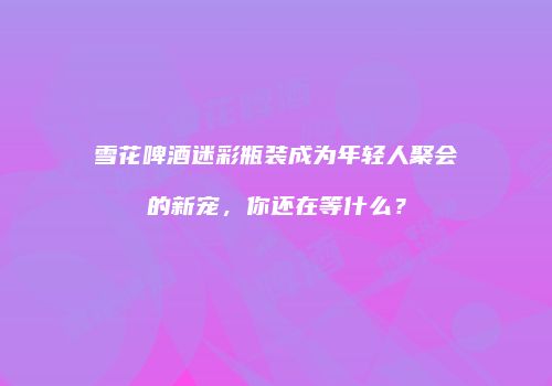 雪花啤酒迷彩瓶装成为年轻人聚会的新宠，你还在等什么？
