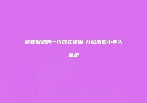 你想知道的一切都在这里-介绍法国小羊头真相