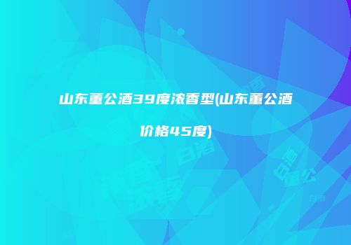山东董公酒39度浓香型(山东董公酒价格45度)