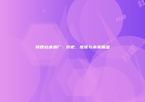 陕西杜康酒厂：历史、现状与未来展望