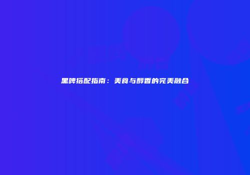 黑啤搭配指南：美食与醇香的完美融合