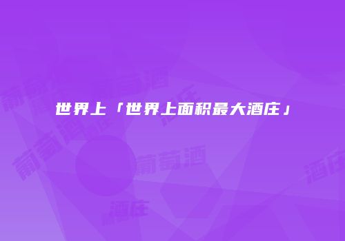 世界上「世界上面积最大酒庄」