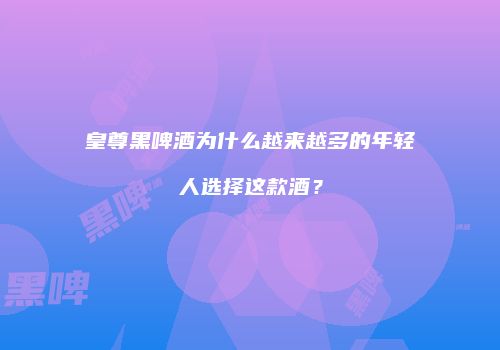 皇尊黑啤酒为什么越来越多的年轻人选择这款酒？