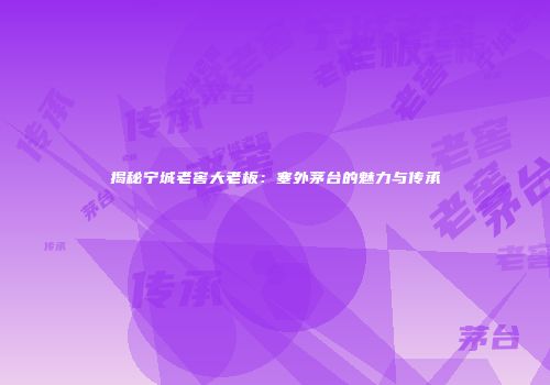 揭秘宁城老窖大老板：塞外茅台的魅力与传承