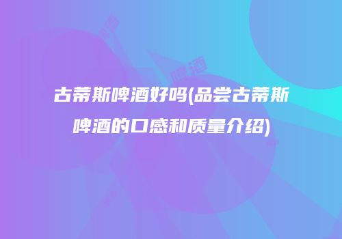 古蒂斯啤酒好吗(品尝古蒂斯啤酒的口感和质量介绍)