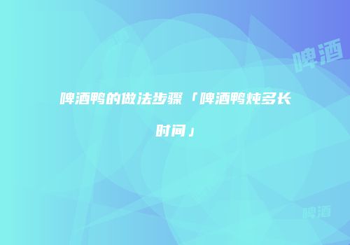 啤酒鸭的做法步骤「啤酒鸭炖多长时间」